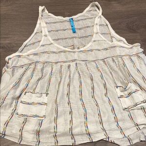 Free People White Asymmetrical Sleeveless Tank Top